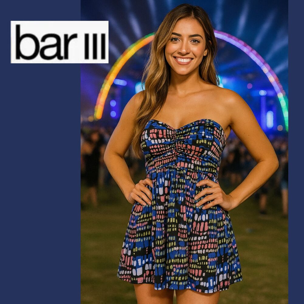 Bar III Strapless Multi-Color Dress